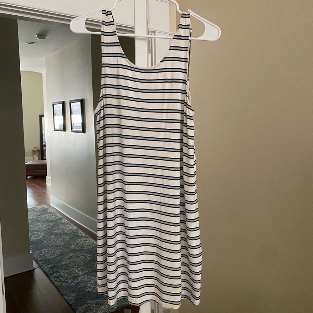Lulu’s RVCA White, black and blue striped dress or coverup